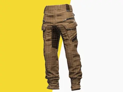 Realistic Pants 1 for Men Rigged Low-poly 3D model