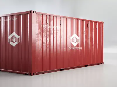 Intermodal Shipping Container 20-foot-long - Red Low-poly 3D model