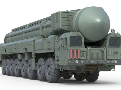 RT 2PM Topol Intercontinental ballistic missile Low-poly 3D model