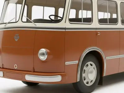 Classic Retro Bus Low-poly 3D model