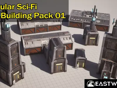 Modular Sci-Fi RTS Buildings Pack 01 Low-poly 3D model