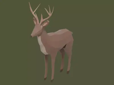Stylized lowpoly DEER Low-poly 3D model