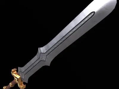 Medieval Fantasy Sword Stylized PBR Low-poly 3D model