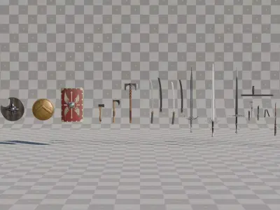 Melee Weapons Asset Pack- Handheld High Definition Bundle Low-poly 3D model