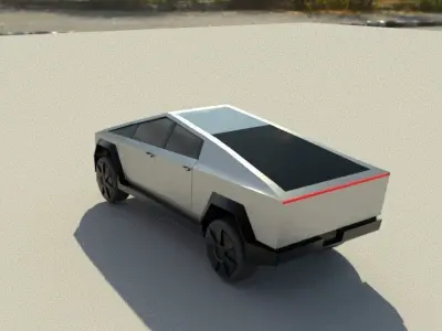 CyberTruck futuristic electric vehicle Low-poly 3D model
