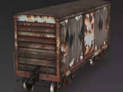 Realistic Full Rusted Refrigerator Train Car 3d model Low-poly 3D model