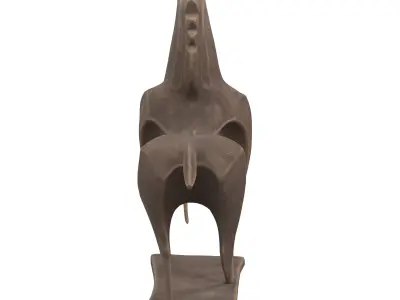 Horse abstract wood statue Low-poly 3D model