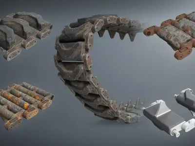 Tracks T-98E1 for US light tanks Low-poly 3D model