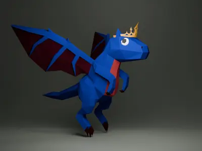 Low Poly Dragon Game Ready  Rigged and Animated Low-poly 3D model