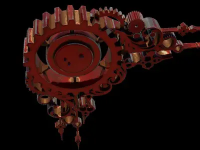 Steampunk Clock Low-poly 3D model