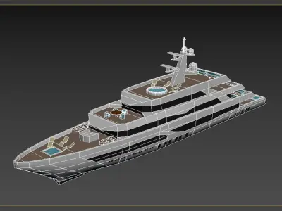 Mega Yacht Boat LOWEST Low-poly 3D model