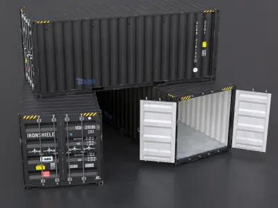 20ft Cargo Container Black Low-poly 3D model