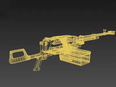 Kord machine gun game ready Low-poly 3D model