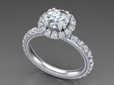Engagement halo ring 3D model