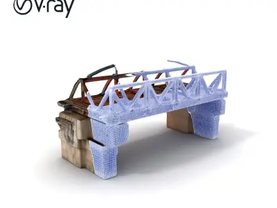 Rustic Industrial Bridge Model Pack Low-poly 3D model