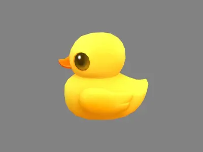 Cartoon little yellow duck - baby duck  Low-poly 3D model