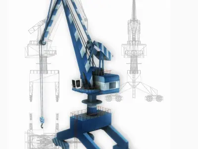 Port gantry crane 2 low poly Low-poly 3D model