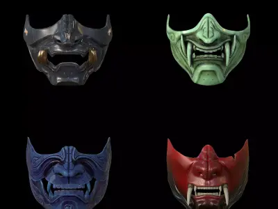 Samurai Mask Vol 1 Low-poly 3D model