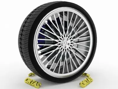 ORTAS CAR WHEEL RIM 84 GAME READY WHEEL RIM TIRE 3D model