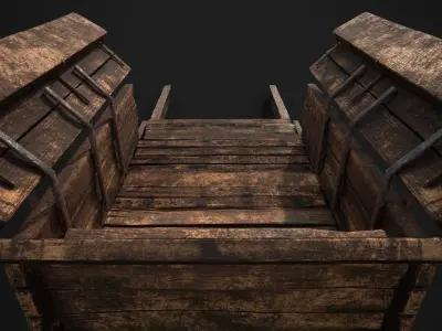 Rundown Medieval Cart Low-poly 3D model