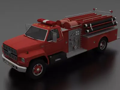 F-Series F-800 FireTruck Unmarked 1985 Low-poly 3D model