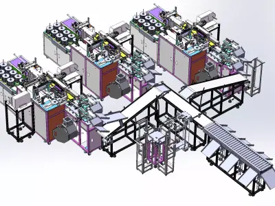 Vacuum packaging machine packaging and sorting line 3D model