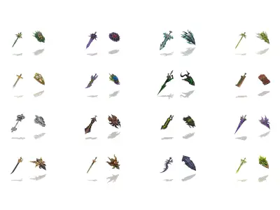 72 Swords and Shields Collection 3D Model Pack