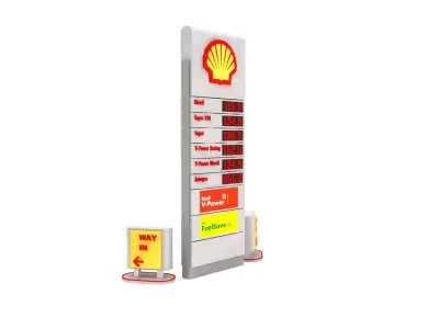 Petrol Station Totem Sign and Orientation Sign model 3D model