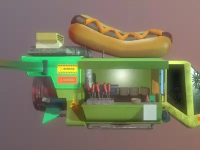 SCIFI FOOD TRUCK Free low-poly 3D model