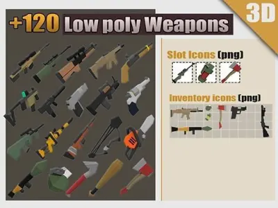 SImple Weapons 100x - lowpoly pack Low-poly 3D model