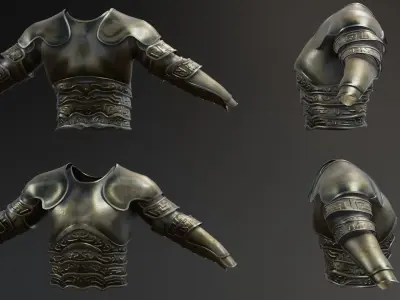 low poly battle armor Low-poly 3D model
