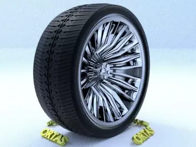 ORTAS CAR RIM 44 GAME READY RIM TIRE AND DISC 3D model