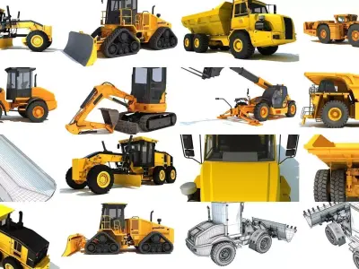 Construction Heavy Vehicles Collection 3D Model Pack