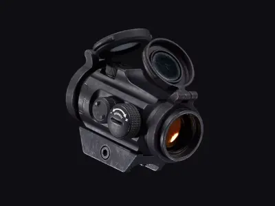 Aimpoint Micro T2 Style Red Dot Sight with 3 Mount Variations  Low-poly 3D model
