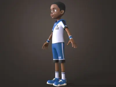 AFRO BOY- CARTOON RIGGED BLACK BOY(1) 3D model