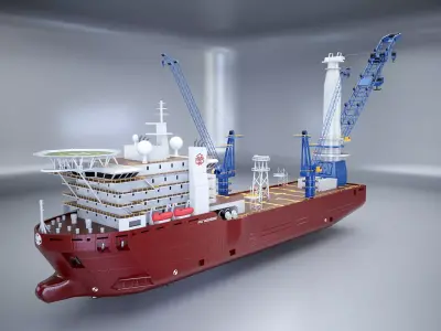 Crane Ship Low-poly 3D model