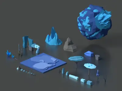 Free Demo of Low Poly Space Alien Worlds 3D Asset Pack Free low-poly 3D model