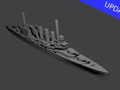 British County Kent Class Cruiser Warship 3D print model