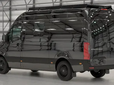 Mercedes Bulletproof Armored Van Rigged 3D model