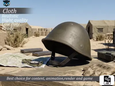Vintage Military Steel Helmet - Game Ready Low-poly 3D model