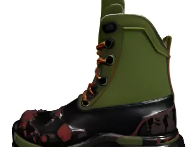 Muddy Winter Combat Boot Low-poly 3D model