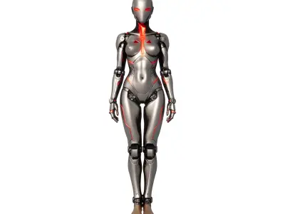 Glossy Chrome Red Female Android 3D model