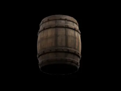 Medieval wooden barrel Low-poly 3D model
