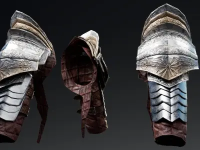 Female Knight Shoulder Armor Set LowPoly  Low-poly 3D model