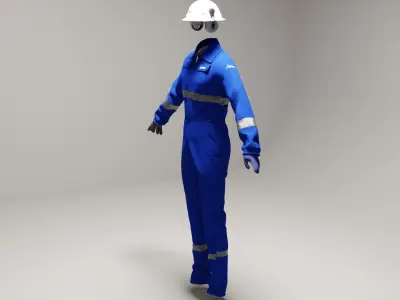 Oil and Gas worker uniform with safety equipments 3D model
