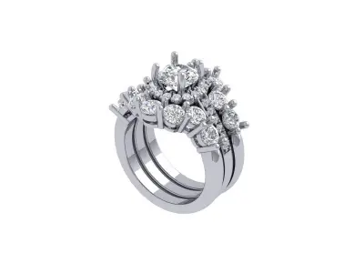 Solitair Ring Bridal Set 3D print model 33
