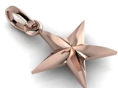 FIVE 5 POINT STAR PENDANT NECKLACE CHARM BRACELET 3D print model