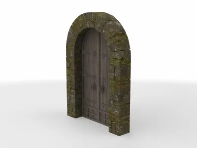 medieval wooden gate 01  3D model