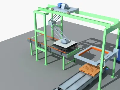 Industrial Equipment 35 - Pallet Stacker Assembly Line 3D model