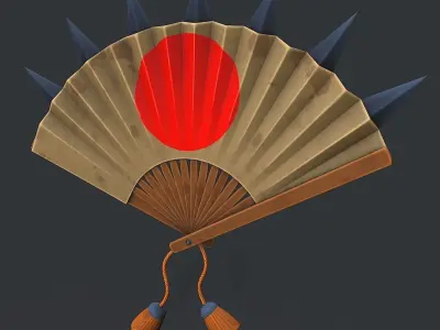 Stylized Japanese War Fan Pbr Low-poly 3D model